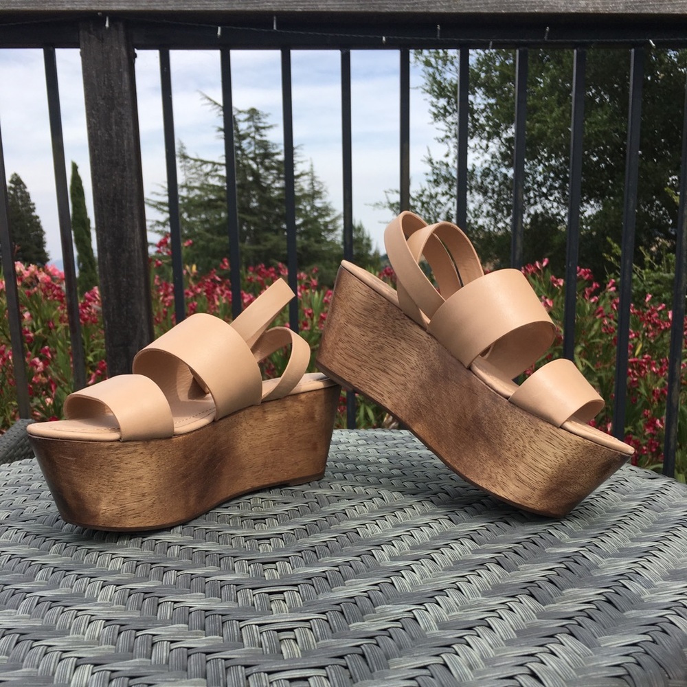 Tan platform heel sandal